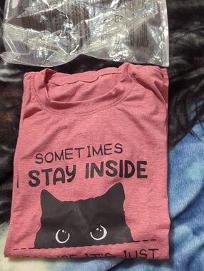 Brick Red T-Shirt "Sometimes I Stay Inside" New With Tags